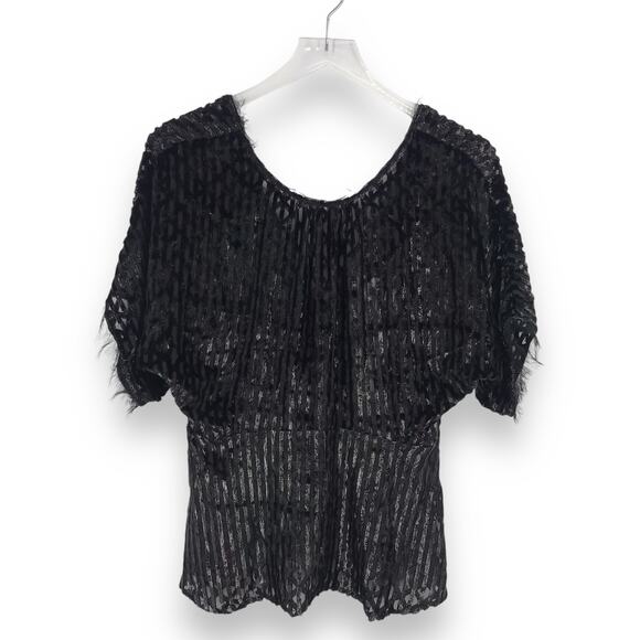 Rachel Comey Weekend Top 2 Metallic Burnout Velvet Jacquard Stripe Black NWT - Picture 1 of 12